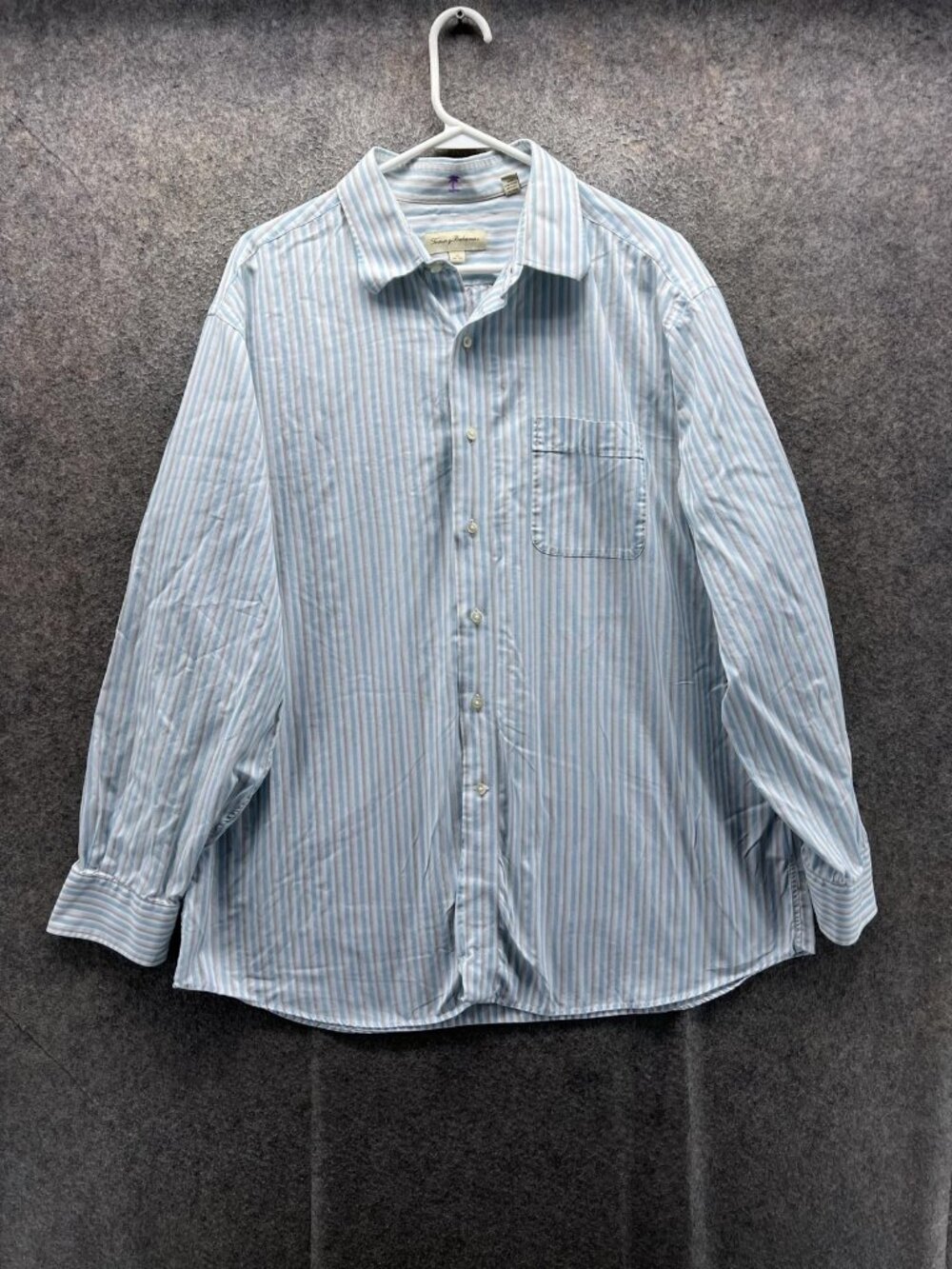 Tommy Bahama Shirt Men 17 34/35 Blue Striped Long Sleeve Button Up Casual Cotton